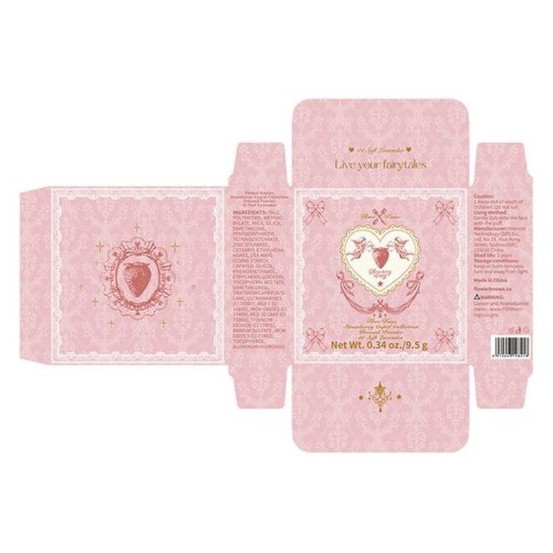 Strawberry Cupid Pressed Powder,All Day Makeup & Setting Backed Powder,Smooth Brighten Oil-Control Compact with Mirror and Puff,Pore Blurring Backed Powder,0.34 oz(01 Soft Lavender)