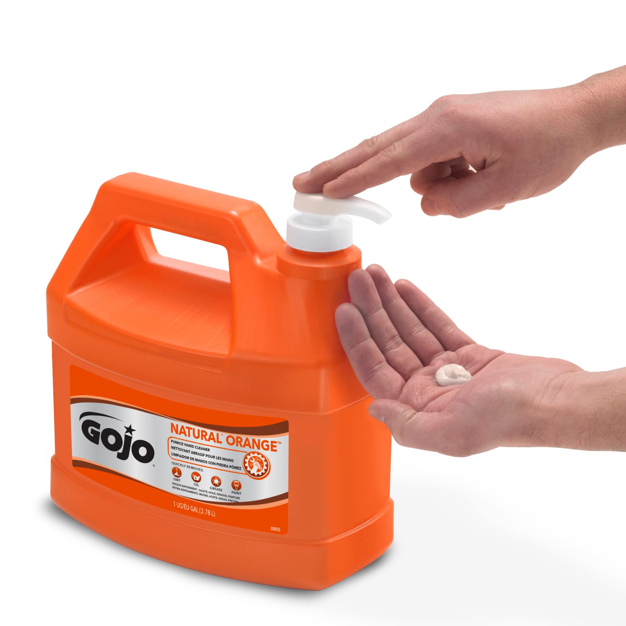 Gojo Natural Orange Pumice Hand Cleaner, 1 Gallon, Quick Acting Lotion, Pump Bottle, Pack of 1