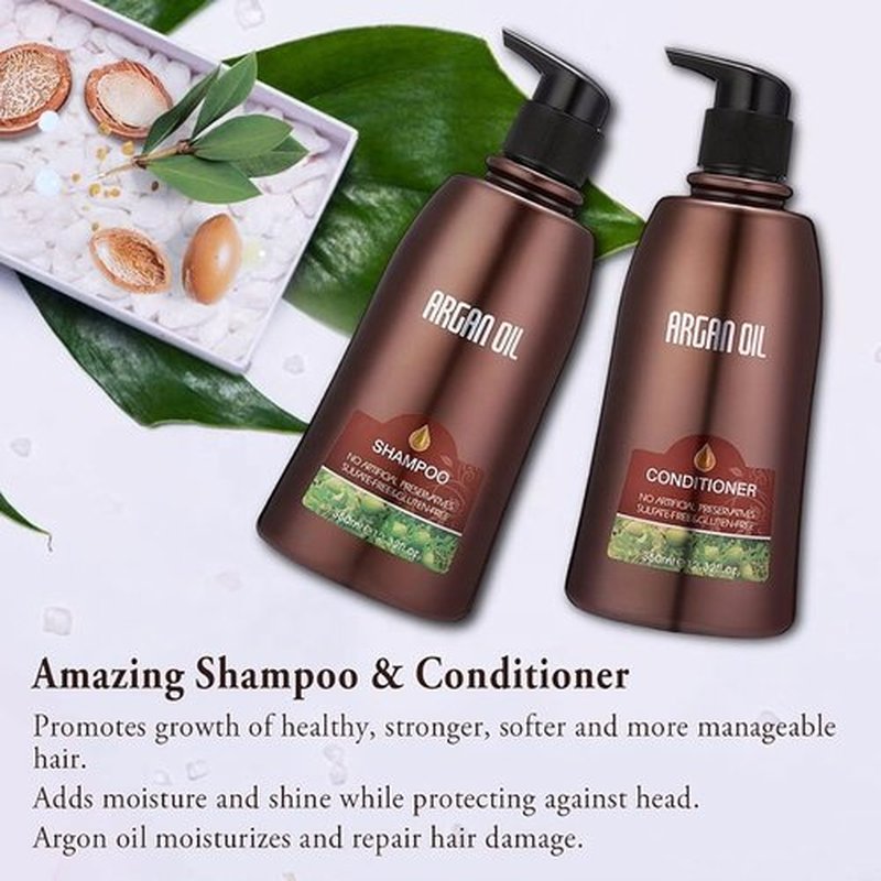 **Moroccan Argan Oil Shampoo & Conditioner Set - Intense Moisturizing Hair Treatment with UV Protection | 3-Pack Gift Box**