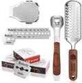 Yihurlm Foot Rasp & Callus Shaver Set,1 Wood Handle Foot Razor with 30 Replacement Slices Blades,1 Foot File Heads,1 Pedicure Feet File,Stainless Steel Feet Care Tools Callus Remover for Feet Hand