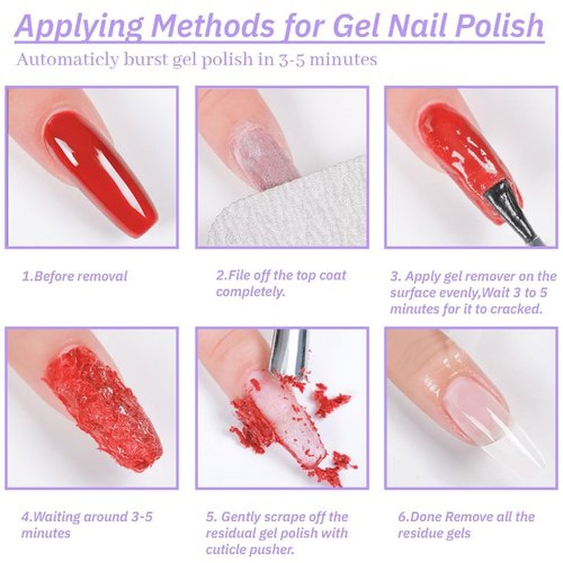 NAIEVIO Gel Polish Remover Kit - Remove Gel Polish in 3-5 Min! No Soak & Foil-Free Gel Nail Polish Remover with Cuticle Pusher & File for Salon Results at Home (0.5 fl oz)