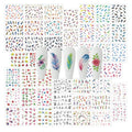 WOKOTO 44 Sheets Feather Nail Art Stickers - 3D Nail Decals with Flowers, Animals - Self-Adhesive Flower Nail Stickers for Women & Girls Acrylic Nails