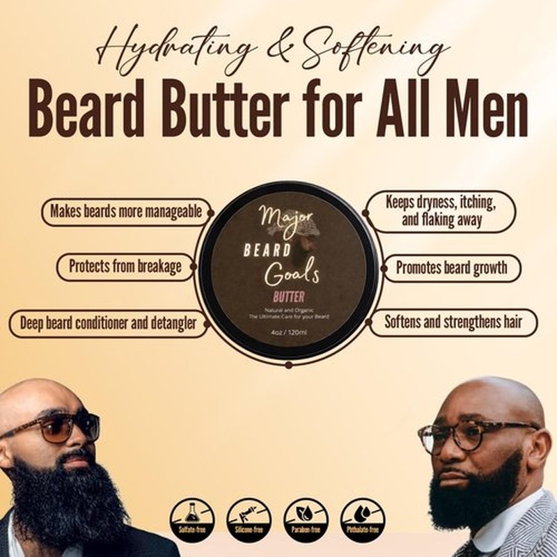 Beard Butter for Men | Leave-In Softener with Jamaican Black Castor Oil & Biotin - 4oz Hydrating Cream