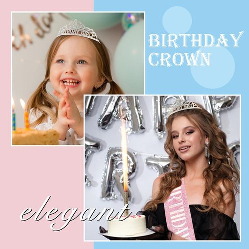 Chanaco Birthday Sash and Crown for Women, Birthday Tiara for Girls, Rhinestone Hair Accessories Party Decorations