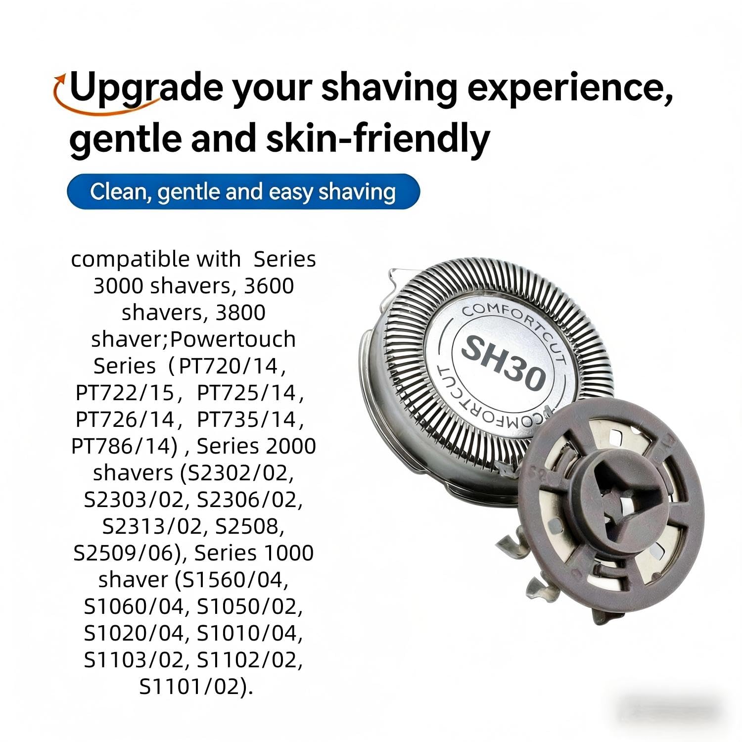 Upgraded SH30 Replacement Heads Compatible with Philips Norelco Shaver Series 1000, 2000, 3000, Fit for 2400, 3600, 3800 Series Shavers, Replacement Blades for Philips Norelco 3000
