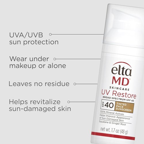 EltaMD UV Restore Face Sunscreen - SPF 40 Mineral Formula for Sun-Damaged Skin Repair