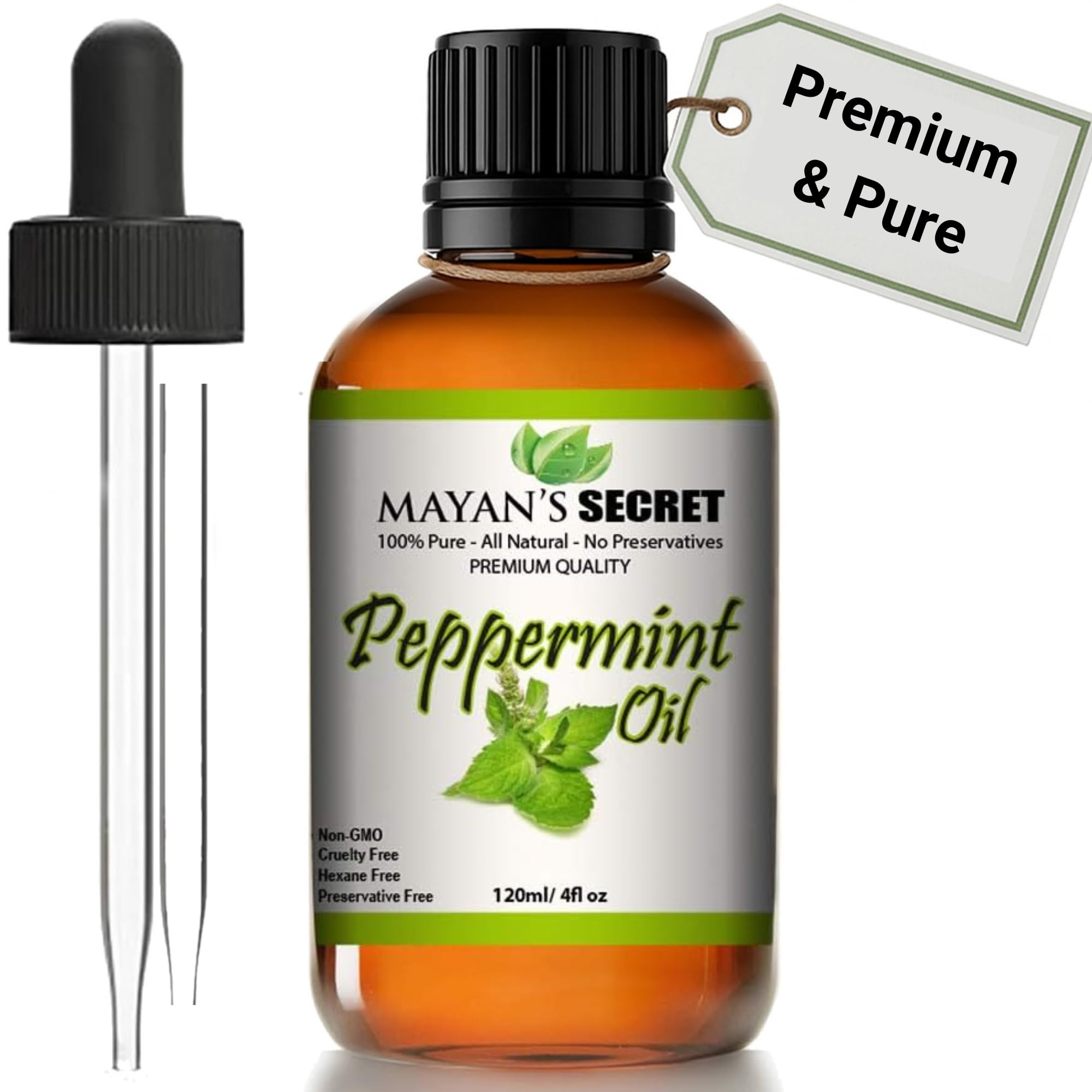 Pure Carrier and Essential Oils for Skin Care, Hair, Body Moisturizer for Face-Anti Aging Skin Care (Peppermint Oil, 4oz)