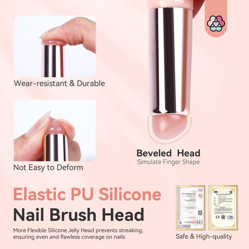 SAVILAND Silicone Ombre Nail Brush: 2PCS Reusable Chrome Nail Powder Applicator Brush for Ombre Aura Nails Ombre Nail Brush Nails Art Gradient Painting Brushes for beginners