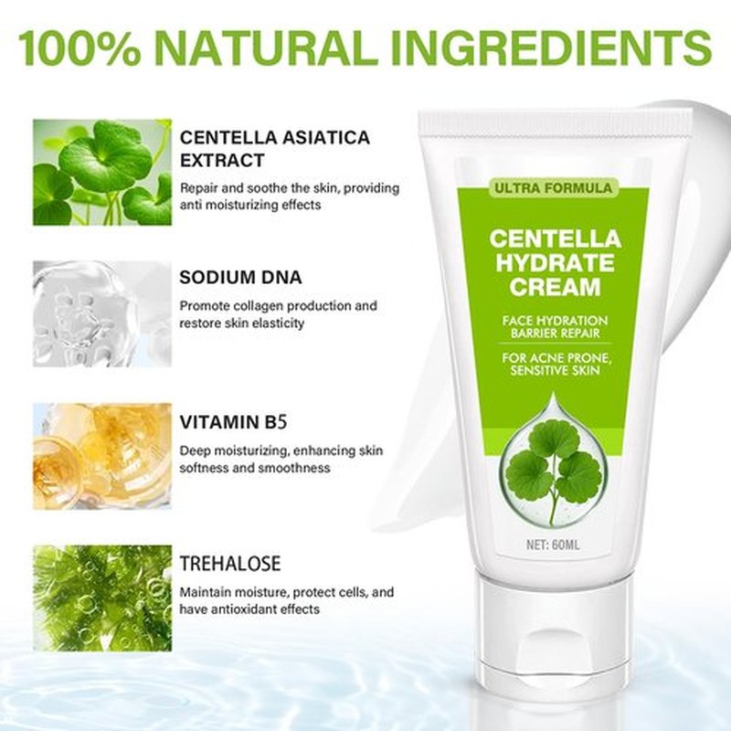AVPAVP Centella Moisturizer 60ml, Cream for Dry Skin, Lightweight Hydration Without Stickiness, Calming Face Cream to Strengthen Skin Barrier, Suitable for All Skin Types