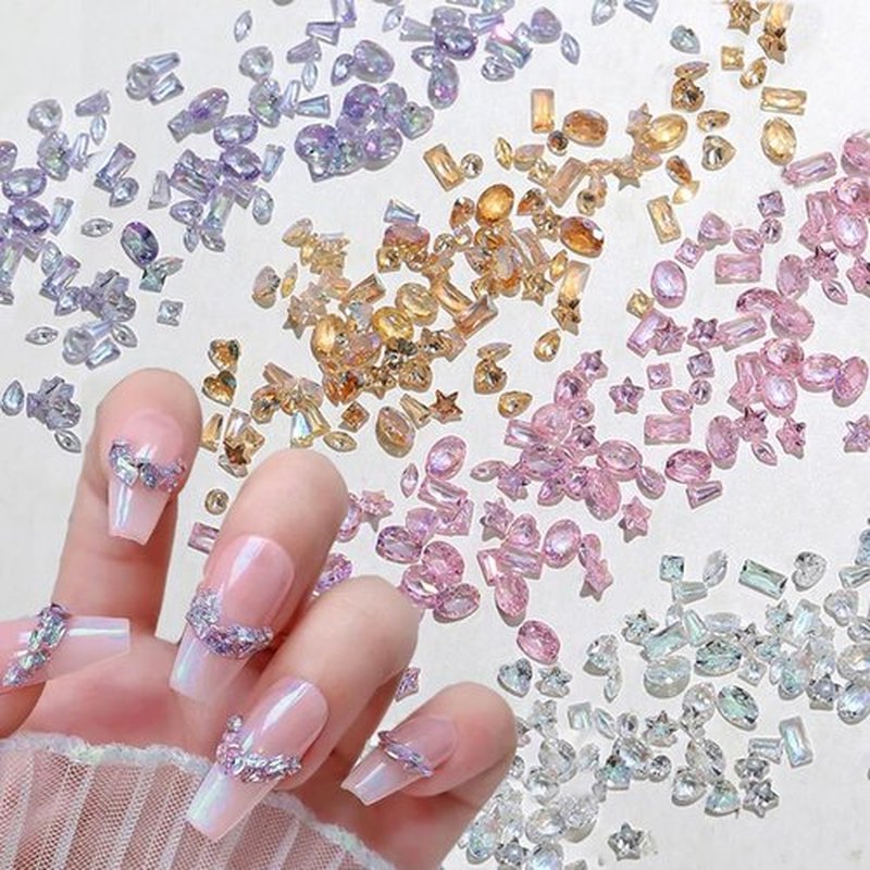100pcs Colorful Zircon Mini Nail Rhinestones Clear Rhinestones for Nails Design 3D Nail Charms and Gems for Crafting Rhinestone Kit Fingernail Diamonds Nail Art Crystals Women Manicure Decor Gemstones