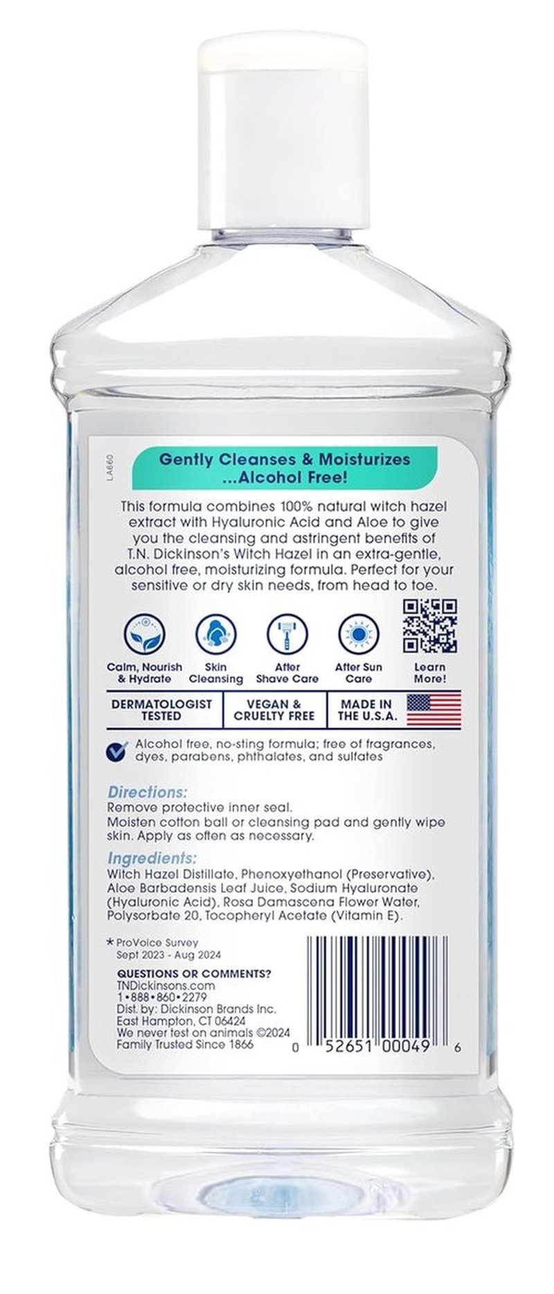 T.N. Dickinson's Witch Hazel Astringent - Alcohol-Free, 100% Natural Formula | Calms & Hydrates Skin | 16 Fl Oz