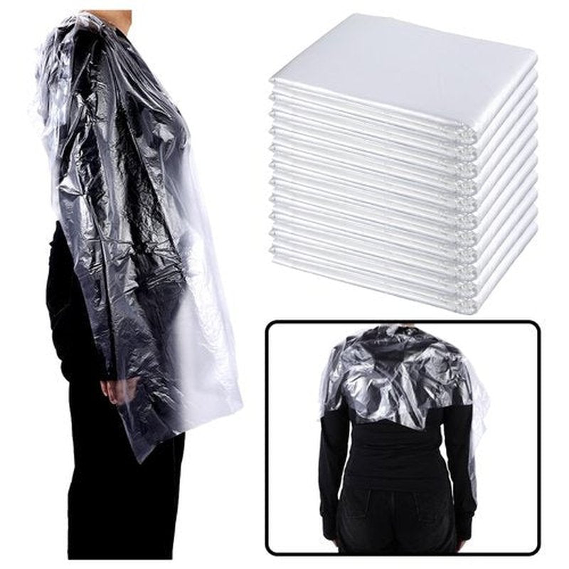 100 Pcs Disposable Hair Cutting Capes 47 x 35 Inch Disposable Barber Cape Waterproof Barbershop Salon Cape Plastic Hair Dye Capes White Barber Haircut Hairdressing Gown Coloring Apron Shawl Adults