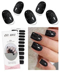 JMEOWIO Gel Nail Stickers Black Glitter Halloween Semi Cured Gel Nail Strips Wraps UV/LED Nails Art Design Decoration Accessories