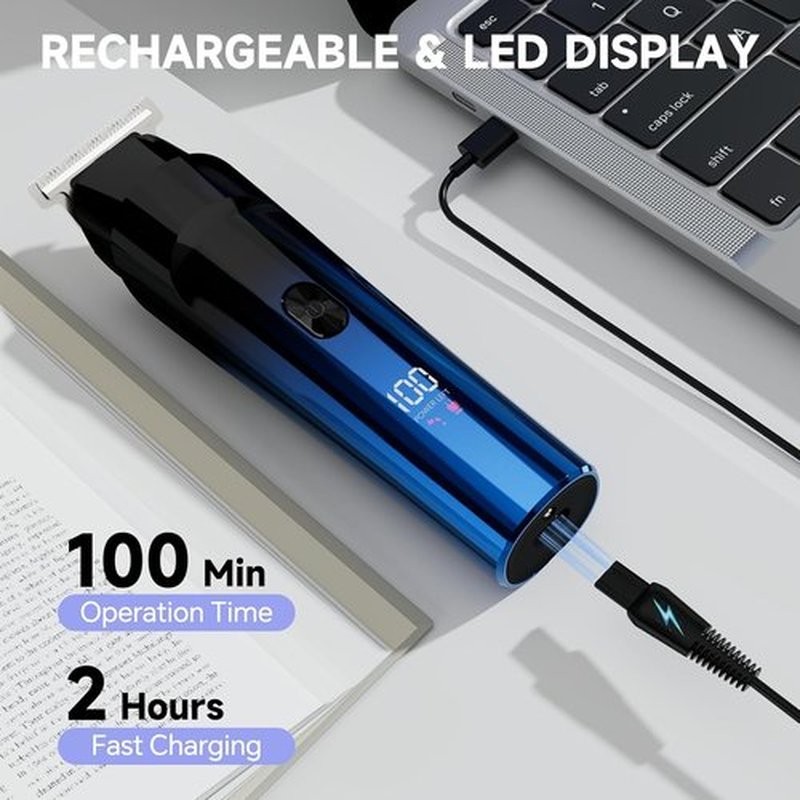 Skiennix Beard Trimmer - 5-in-1 Cordless Hair Clipper Kit with Waterproof Design & Precision Grooming (Blue)