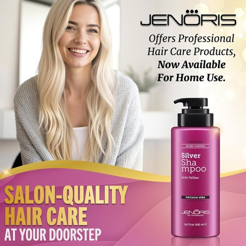 Jenoris Silver Purple Shampoo - Neutralizes Yellow & Brassy Tones for Blonde, Gray & Lightened Hair | 16.9 Fl Oz
