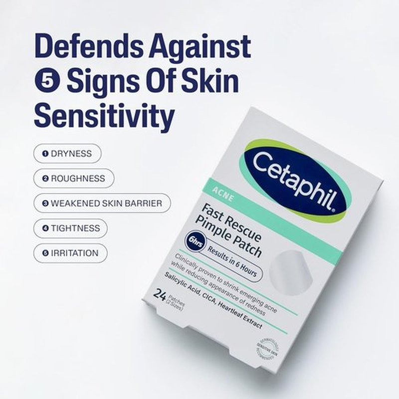 Cetaphil Acne Patches - Salicylic Acid & CICA Formula for Sensitive Skin | 24 Count, Fast-Acting Results