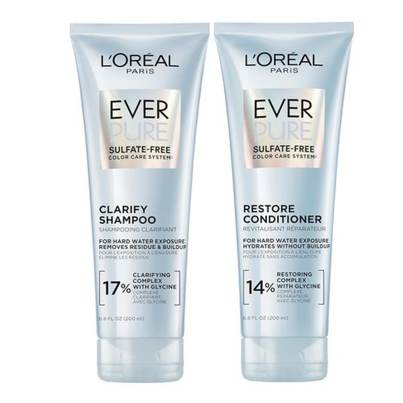 L'Oreal Paris EverPure Clarify & Restore Shampoo and Conditioner Set - Sulfate-Free, Antioxidant Rich, 1 Kit