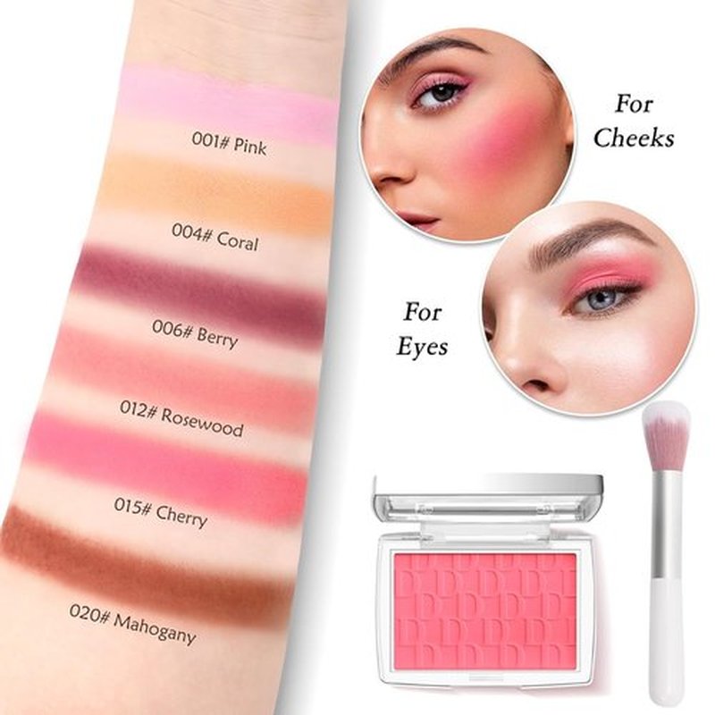Pink Blush | Matte Powder Blush for Cheeks - Silky, Lightweight Formula with Brush, 001#