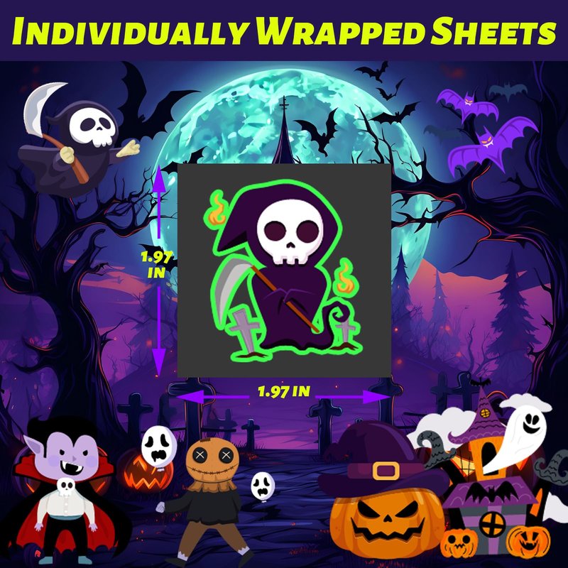 winthrop 240 Pcs Luminous Halloween Temporary Tattoos for Kids, Individually Wrapped Glow In the Dark Waterproof Safety Tattoos,Trick or Treat, Best Choice for Halloween Candy Bag, 60 Designs