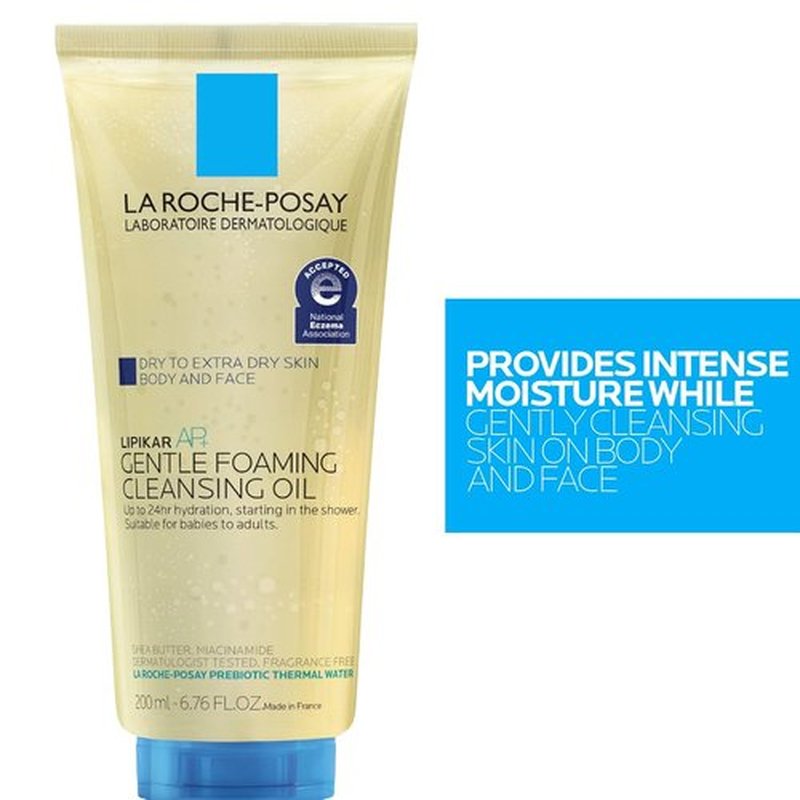 La Roche-Posay Lipikar AP+ Gentle Foaming Cleansing Oil - Hydrating Face & Body Cleanser, Fragrance-Free, 24-Hour Moisture
