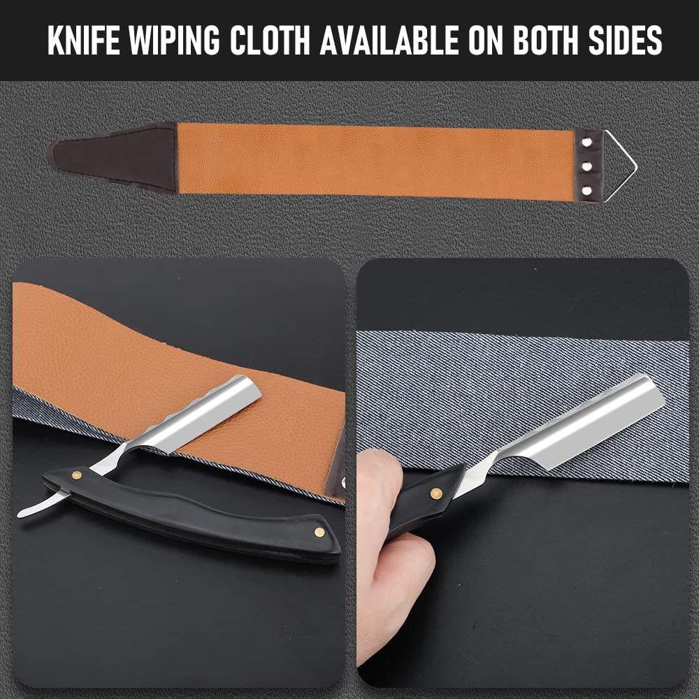 Straight Razor With Strope - Professional Straight Edge Barber Premium Stainless Steel Shaver With Shaving Strop for Men Home & Salon Grooming Using (NO.155)
