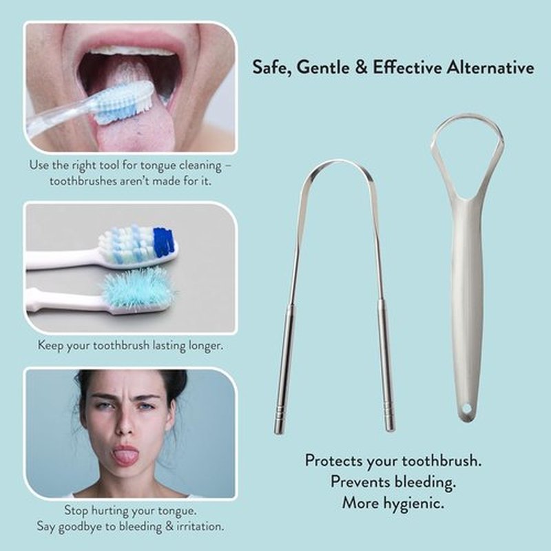 Éclat Stainless Steel Tongue Scraper - Travel Case Included | Flexible & Durable for Fresh Breath (Twin U Shape)