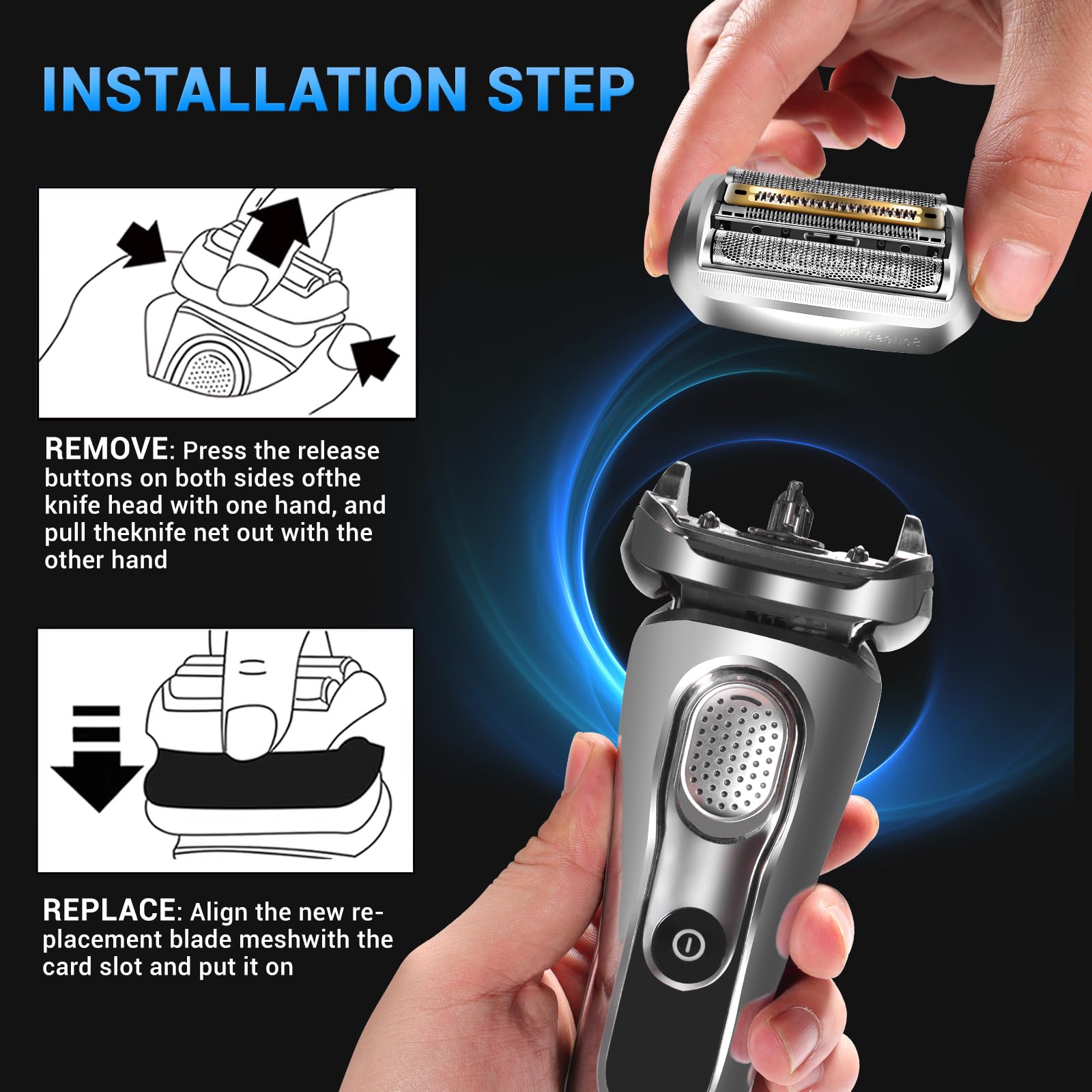 94M Series 9 Shaver Replacement Head,Compatible with S9 Sport Electric Razors 290cc,9291cc,9370cc,9376cc,9293s,9385cc,9390cc,9330s,9296cc