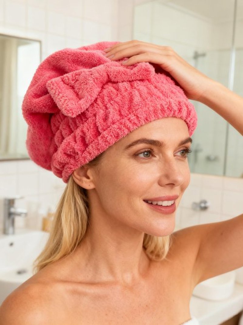 MAYOUTH Microfiber Hair Drying Towels Head wrap with Bow-Knot Shower Cap Hair Turban hairWrap Bath Cap for Curly Short or Long & Wet Hair Gift for Women 2pack