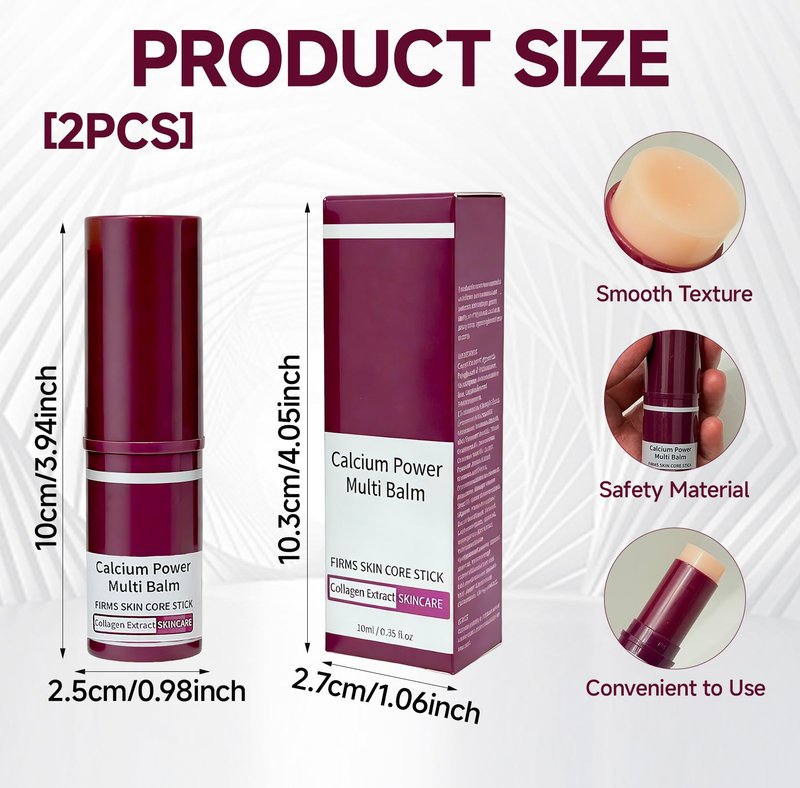 mgmooa 2PCS Calcium Multi Balm Stick, Calcium Volume Multi Balm, Korean Collagen Moisturizing, Anti-aging, Wrinkle Core Stick, Hydrating, Firming Skin, Suitable for Eyes, Neck, Face, All Skin Types