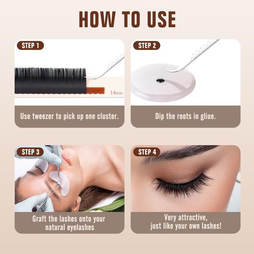 Classic Volume Lash Extension, 0.05 C Curl 9-20mm Mixed Eyelash Extension Lash Trays, Super Matt Black Individual Lash Extensions for Professional Salon Use