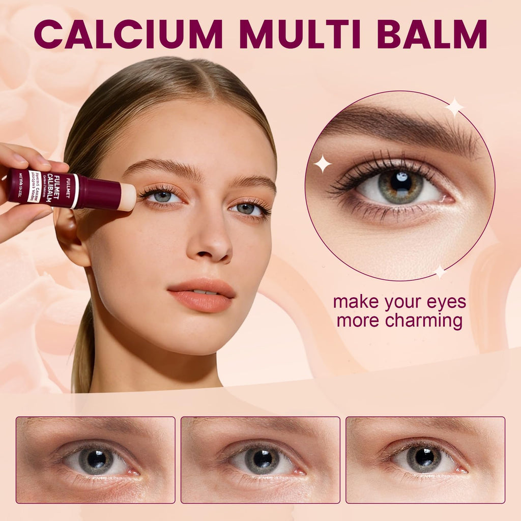 FullMeet Calcium Multi Balm Stick, Calcium Volume Multi Balm, Easy-to-control Collagen Moisturing Stick, Anti-aging, Firming, Hydrating, Multi-Purpose Skin Care for Face, Eyes, Neck, 10g
