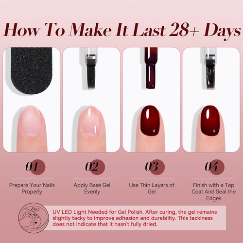 Born Pretty Jelly Dark Red Gel Nail Polish,Christmas Burgundy Blood Red Sheer Nail Gel,Soak Off U V LED Gels Polish for Manicure DIY at Home,Gift for Women 15ml