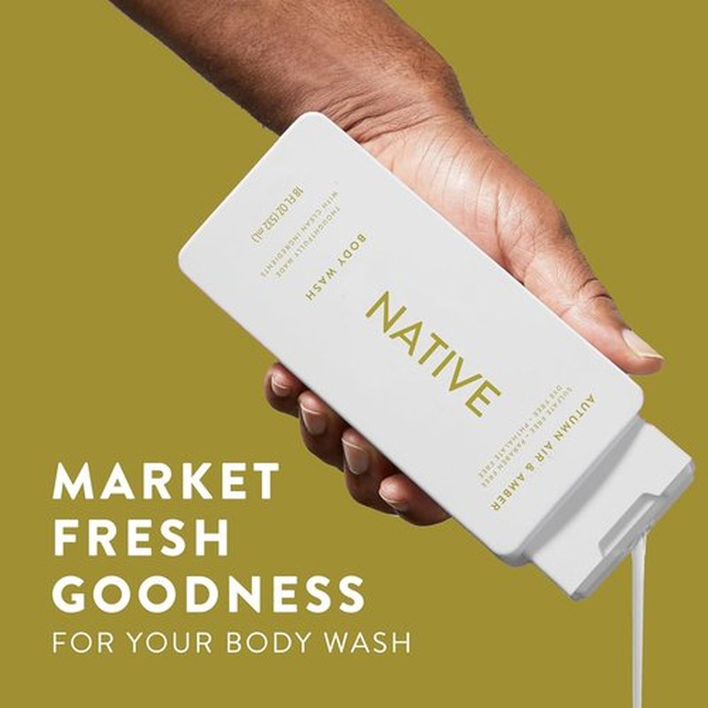 Native Body Wash - Naturally Derived Autumn Air & Amber Cleanser - Sulfate & Paraben Free - 18 oz (2-Pack)