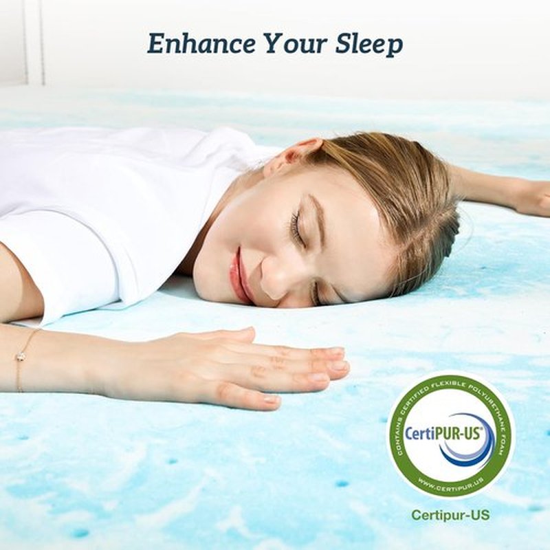 Sweetcrispy Memory Foam Mattress Topper - 2 Inch Thick Gel Infused Cooling Pad for California King Bed | CertiPUR US Certified, Ventilated