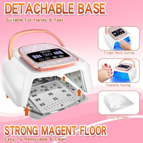 Rechargeable UV LED Nail Lamp, SKYUV Cordless Nail lamp for Gel Polish, UV Nail Lamp with 4 Timer Setting and Handle, Professional Nail UV Light for Gel Nails with 30 Beads for Salon and Home