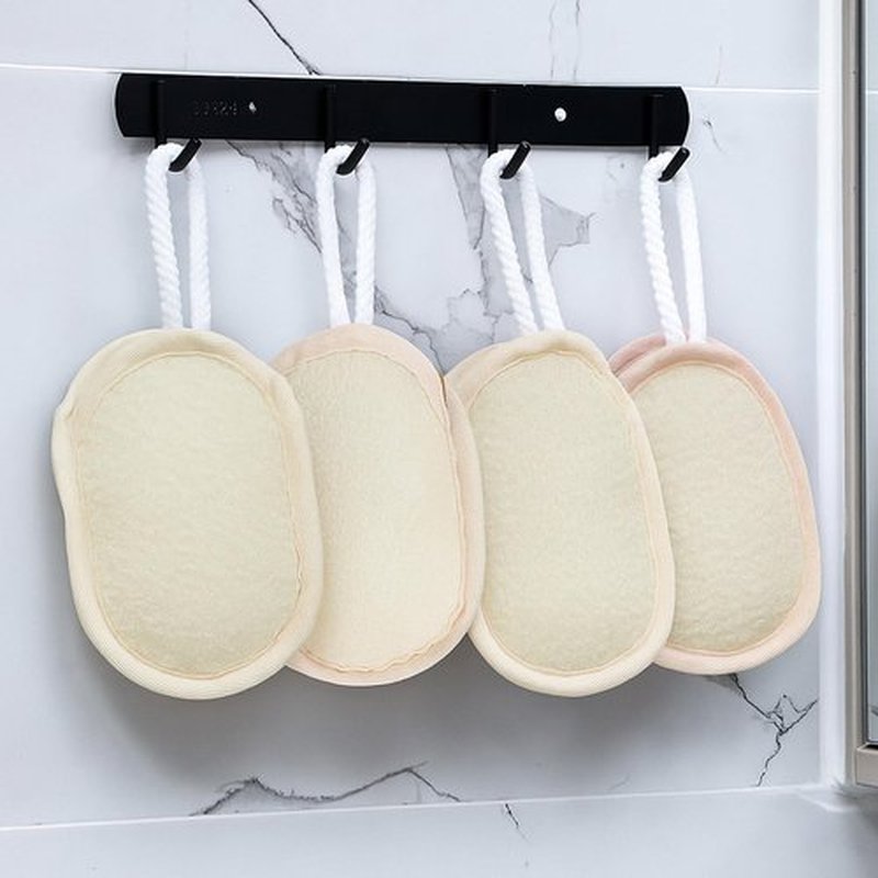 Sunnyray 4 Pcs Bath Body Exfoliating Soap Saver, Exfoliator Scrubber Pouch, Bath Loofah Sponge Body Scrubber Shower Sponge Exfoliating Mesh Pouf for Women and Men Bathing (Yellow)