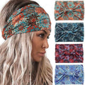 Acenail Wide Headbands Women Boho Turban Knotted Headband Floral Elastic Non Slip Hairband Workout Yoga Head Scarfs Bohemian Headwraps Fashion Hair Accessories for Women 4Pcs (Floral)