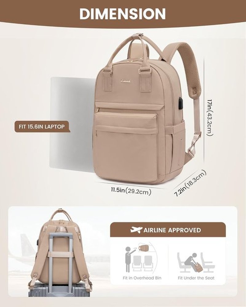 LOVEVOOK Laptop Backpack - Stylish 15.6 Inch Waterproof Bag with USB Port for Women | Ideal for Travel & Work