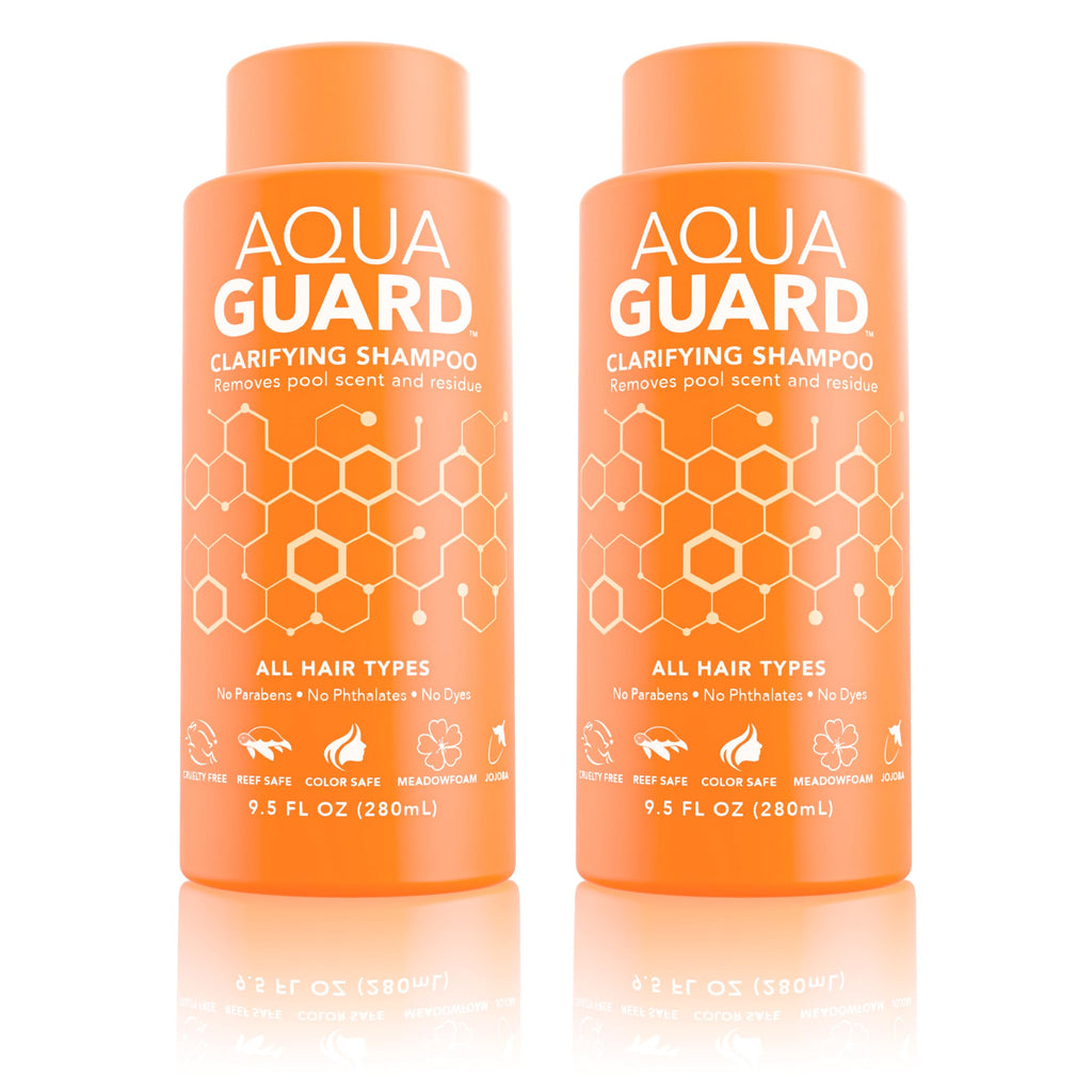AQUA GUARD Clarifying Shampoo | Remove Chlorine & Pool Hair Smell | Paraben Free, Vegan, Color Safe, Leaping Bunny Certified (2-Pack)