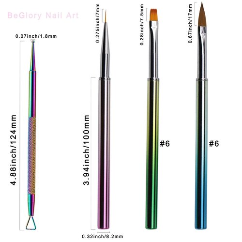 4-Piece Acrylic Nail Brush Set UV Gel Nail Art Brushes for Acrylic Application, Nail Brush Pen with Nail Art Tip Builder Brush Nail Art Liner Brush and Nail Art Dotting Pen 3D Nail Art Set