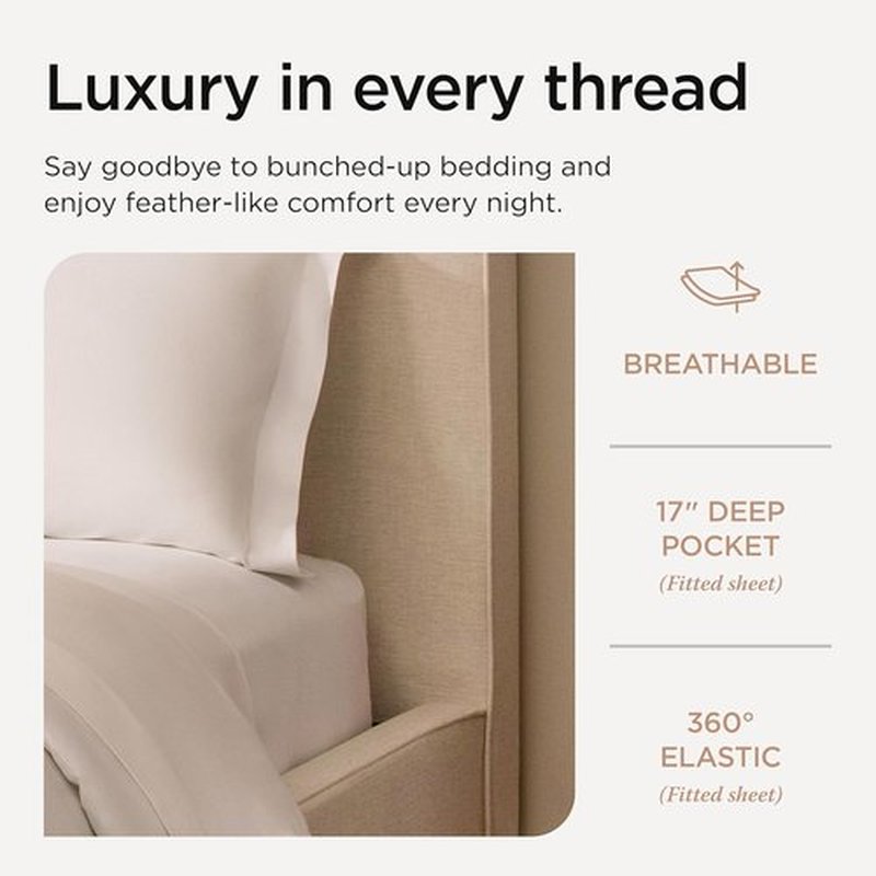 Threadmill 100% American Certified Supima Cotton King Size Sheets - 1200 Thread Count, Ultra Luxury Sateen, 4-Piece Set - White