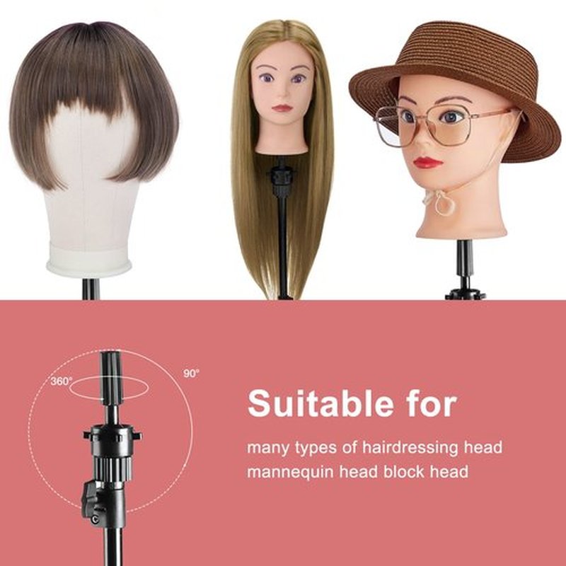 Neverland Beauty & Health 23 Inch Wig Head, Wig Stand Tripod with Head, Wig Head Stand with Mannequin Head for Wigs, Wig Stand with Head, Adjustable Tripod Manikin Head Set for Cosmetology(Rose Red)