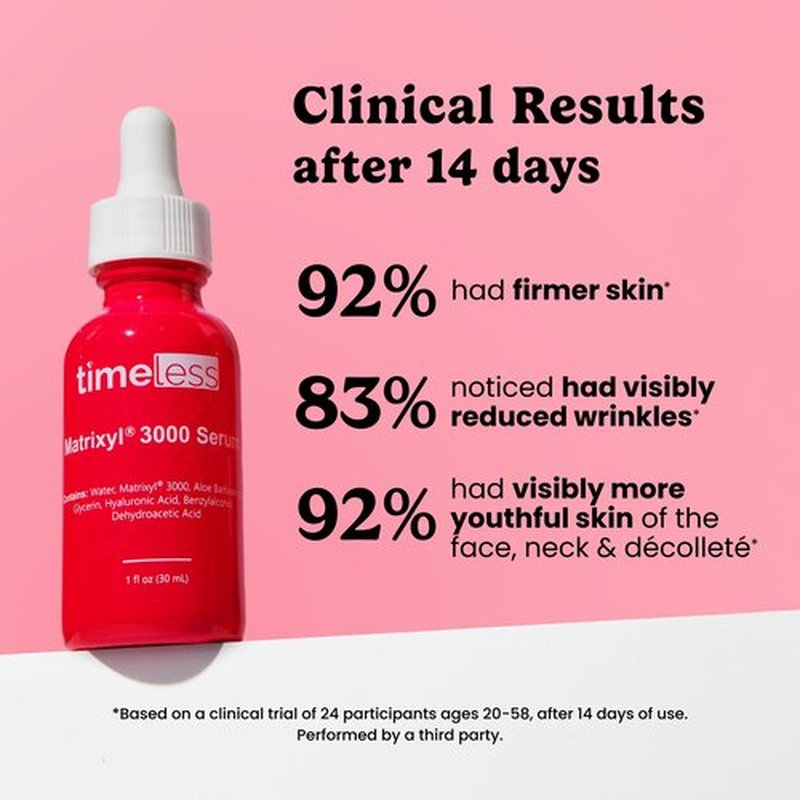Timeless Skin Care Matrixyl 3000 Serum - Personal Care Face Serum Supports Hydration - with Hyaluronic Acid - Fragrance-Free - for Skin Care - Pouches