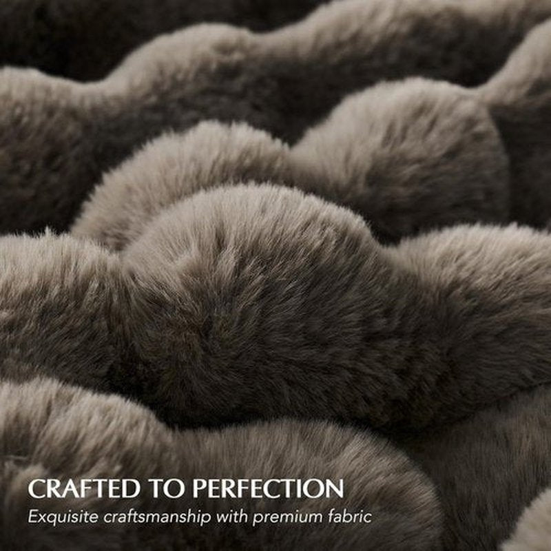 EverGrace Ultra Soft Luxury Faux Rabbit Fur Throw Blanket - Thick & Warm Reversible Design, Dark Taupe, 60x80 Inches
