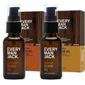 Every Man Jack Beard Oil - Aged Bourbon & Sandalwood Scent - Deeply Moisturizes & Softens - 1 fl oz (2 Pack)