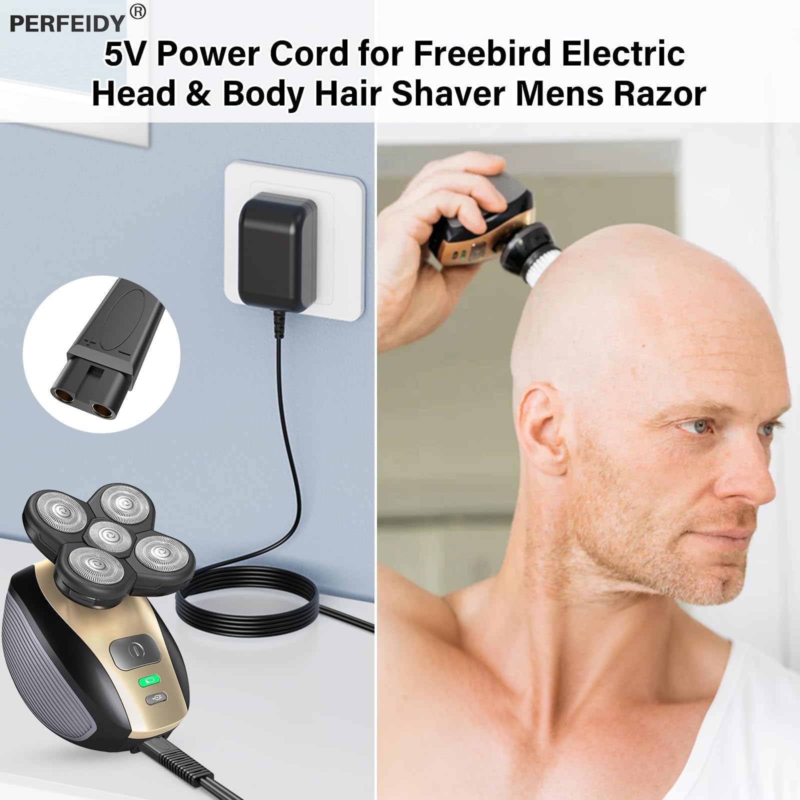 Power Cord for Freebird Electric Head & Body Hair Shaver Mens Razor 5V UL