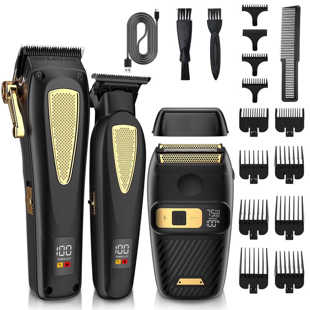 RESUXI Hair Clippers for Men Cordless Hair Trimmer Electric Shavers for Men Set,Professional Barber Clippers for Haircut Grooming Kit+Foil Blade Shaver+Zero Gapped Trimmer,Gift for Him