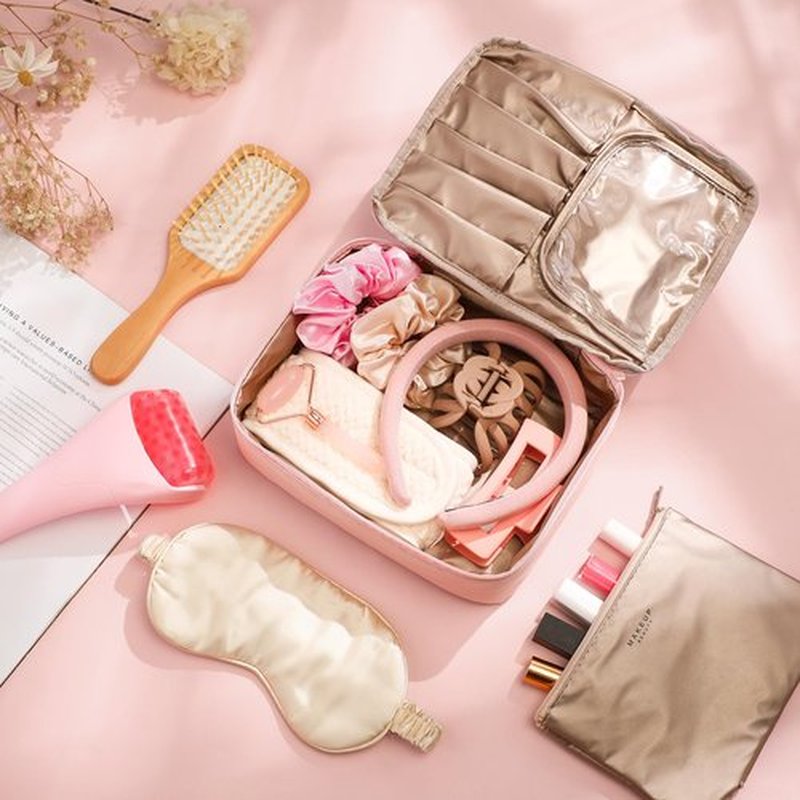 Sawysine 11 Pcs Valentine's Day Pink Gift Box for Women Valentines Pink Birthday Basket Gifts Travel for Valentines Aesthetic Bags Makeup and Skin Care Spa Kit Mom Teacher Girlfriend