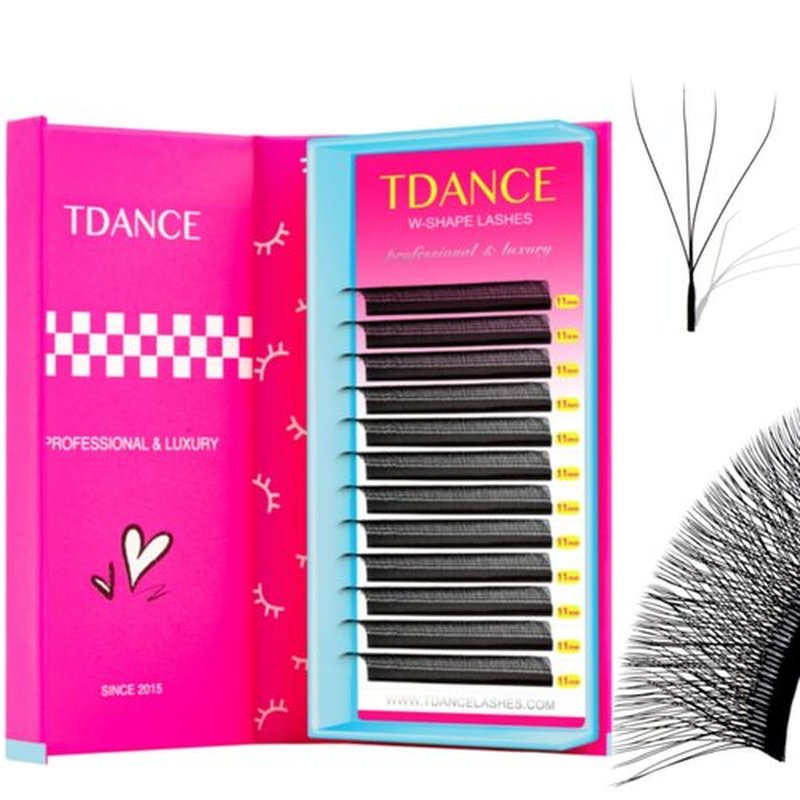 TDANCE YY Lash Extensions Premade Volume Eyelash Fans YY Lashes Matte Black W Lashes Extensions(W-4D-0.07-M,8-15 mm)