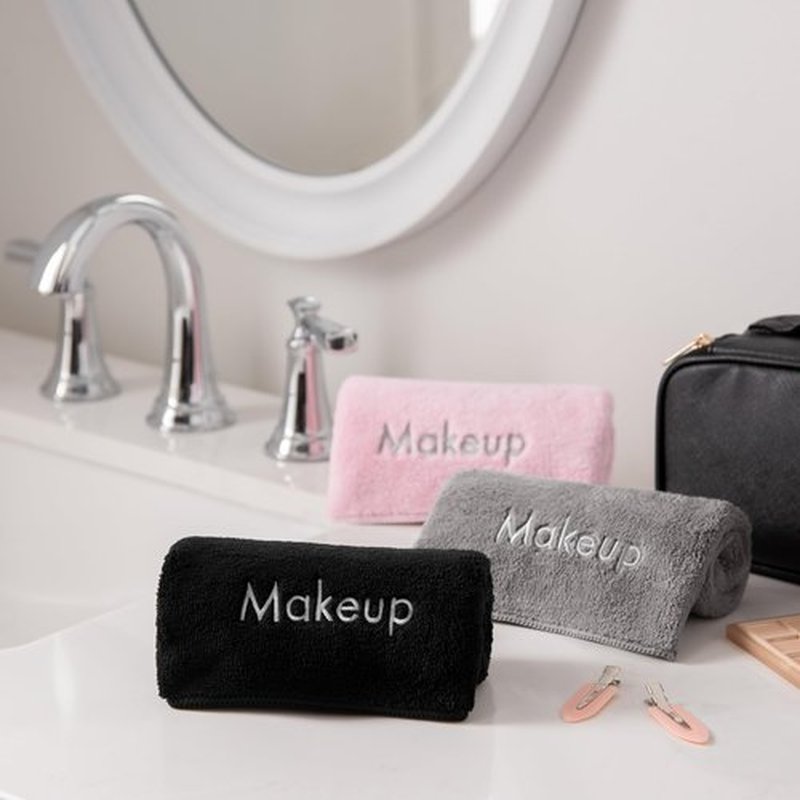 Arkwright Makeup Remover Wash Cloth - Pack of 6 - Ultra Soft & Gentle Microfiber Coral Fleece Small Fingertip Towels, Decorative Powder Room & Guest Bathroom Essentials for Hosts, 11 x 17 in, Black